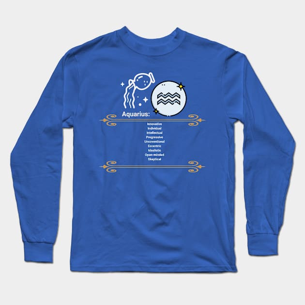 Aquarius Traits Long Sleeve T-Shirt by Mugs and threads by Paul